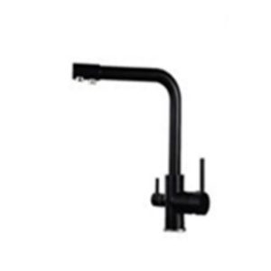 Grifo 3 vías, agua de la red fría y caliente y agua purificada. NEGRO RECTO